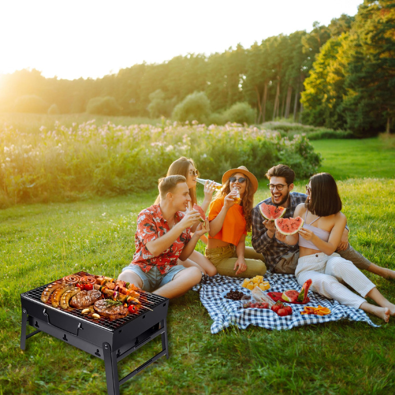 GRILL TURYSTYCZNY PRZENOŚNY WĘGLOWY SKŁADANY BBQ KEMPINGOWY WALIZKA GRIL