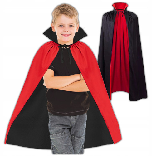 Peleryna Na Halloween Czarno Czerwona Dwustronna Wampir Drakula 80cm 2w1