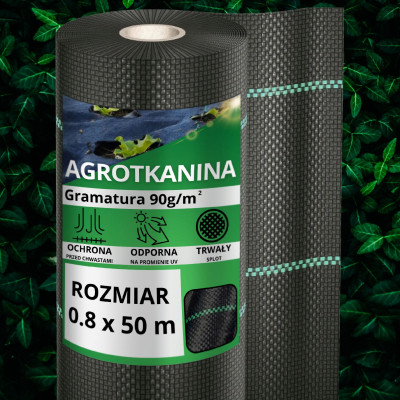 Agrotkanina antychwastowa agrowłóknina 90g czarna 0,8x50m UV 3%